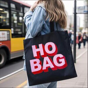 “Ho Bag” Black Canvas Tote Shopping‎ Bag (BRAND-NEW & SO CUTE!)